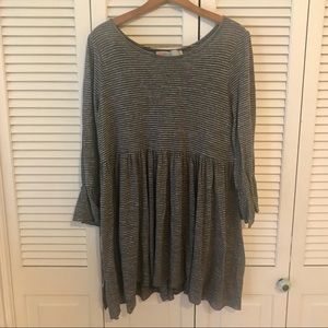 Free People Beach Striped Bell Sleeve Mini Dress